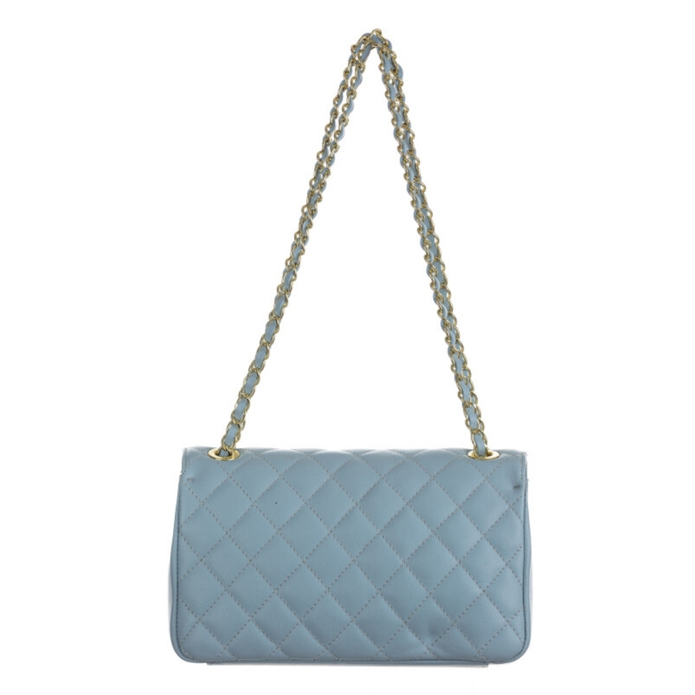 Quilted Light Blue Chain Shoulder Bag - Picture 4 of 16
